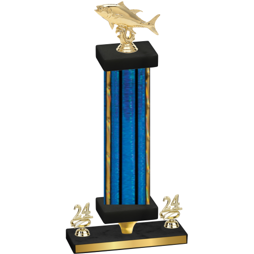 Premium Single Blue Glacier Year Fishing Trophy