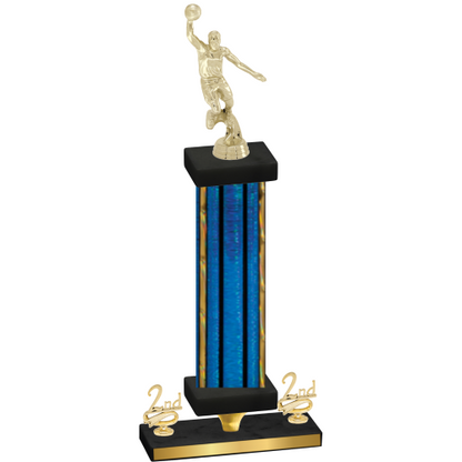 Premium Single Blue Glacier Second Place Basketball Trophy