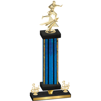 Premium Single Blue Glacier Third Place Flag Football Trophy