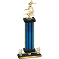 Premium Single Blue Glacier Year Flag Football Trophy