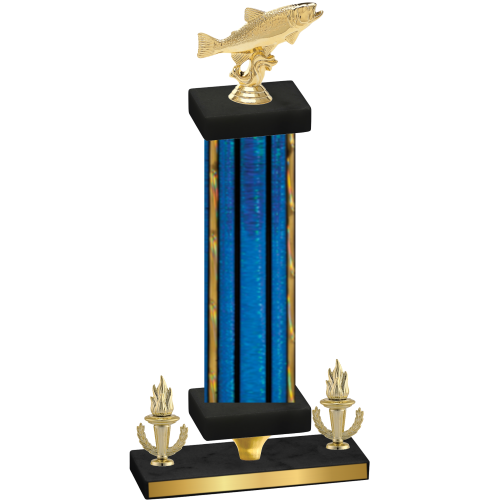 Premium Single Blue Glacier Victory Fishing Trophy