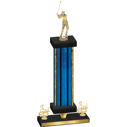Premium Single Blue Glacier Third Place Golf Trophy