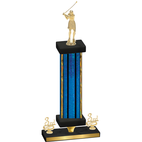 Premium Single Blue Glacier Third Place Golf Trophy