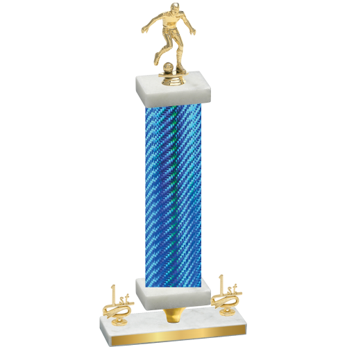 Premium Single Blue Carbon Fiber First Place Soccer Trophy