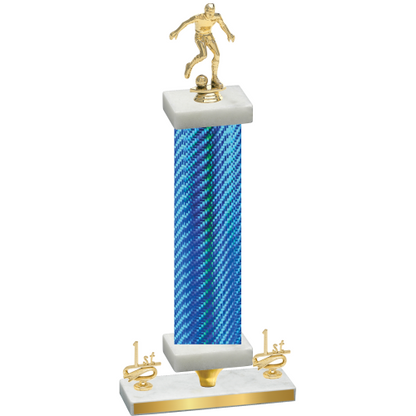 Premium Single Blue Carbon Fiber First Place Soccer Trophy