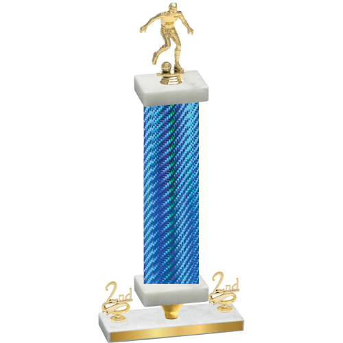 Premium Single Blue Carbon Fiber Second Place Soccer Trophy