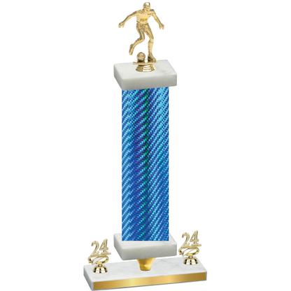 Premium Single Blue Carbon Fiber Year Soccer Trophy