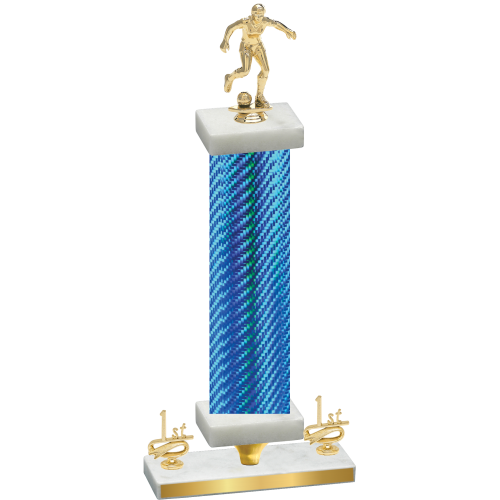 Premium Single Blue Carbon Fiber First Place Soccer Trophy