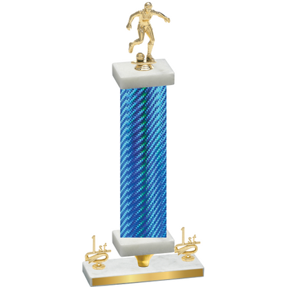 Premium Single Blue Carbon Fiber First Place Soccer Trophy