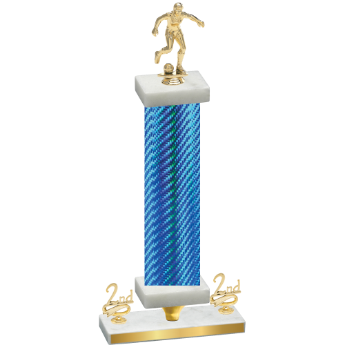 Premium Single Blue Carbon Fiber Second Place Soccer Trophy