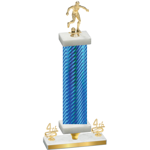 Premium Single Blue Carbon Fiber Fourth Place Soccer Trophy