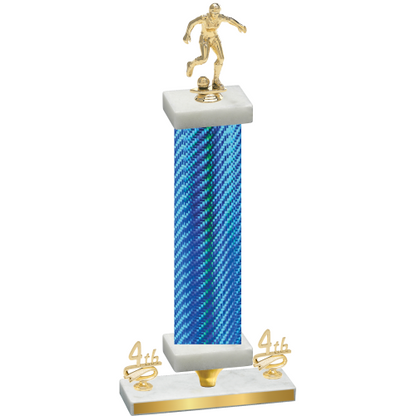 Premium Single Blue Carbon Fiber Fourth Place Soccer Trophy