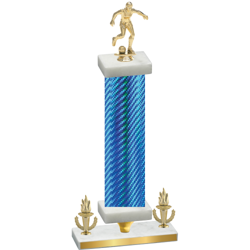 Premium Single Blue Carbon Fiber Victory Soccer Trophy