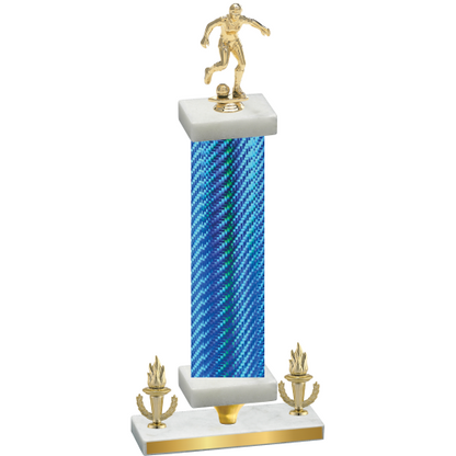 Premium Single Blue Carbon Fiber Victory Soccer Trophy