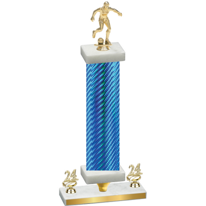 Premium Single Blue Carbon Fiber Year Soccer Trophy