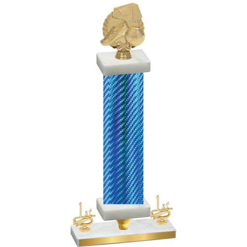 Premium Single Blue Carbon Fiber First Place Soccer Trophy
