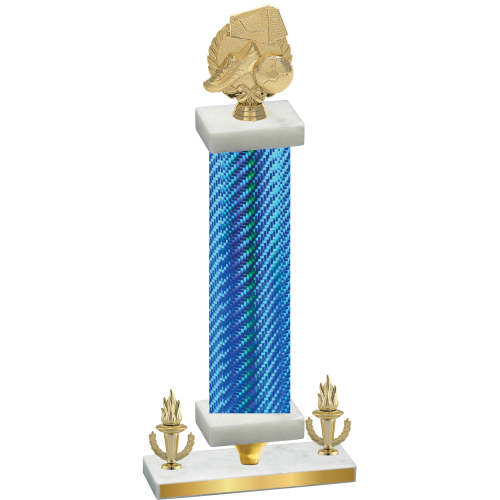 Premium Single Blue Carbon Fiber Victory Soccer Trophy