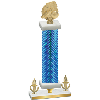 Premium Single Blue Carbon Fiber Victory Soccer Trophy