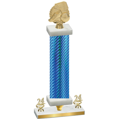 Premium Single Blue Carbon Fiber Year Soccer Trophy