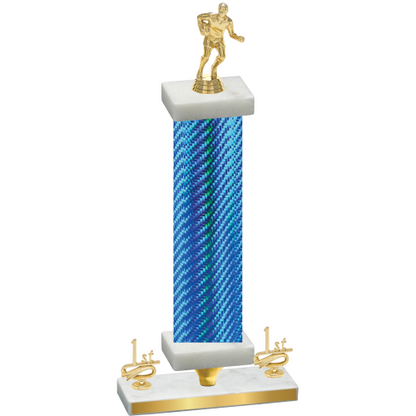 Premium Single Blue Carbon Fiber First Place Rugby Trophy