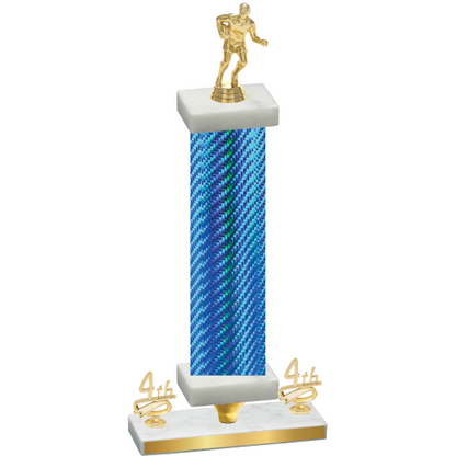 Premium Single Blue Carbon Fiber Fourth Place Rugby Trophy