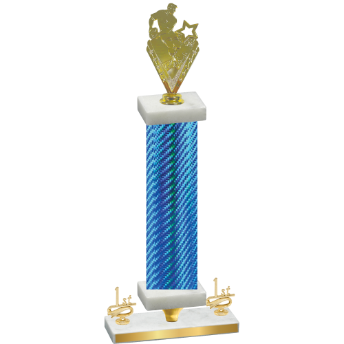 Premium Single Blue Carbon Fiber First Place Rugby Trophy