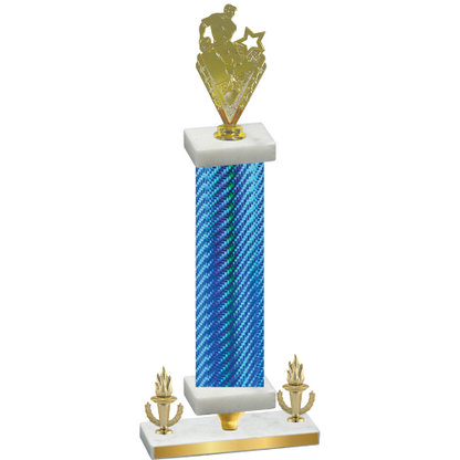 Premium Single Blue Carbon Fiber Victory Rugby Trophy