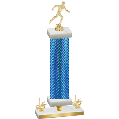 Premium Single Blue Carbon Fiber First Place Running Trophy