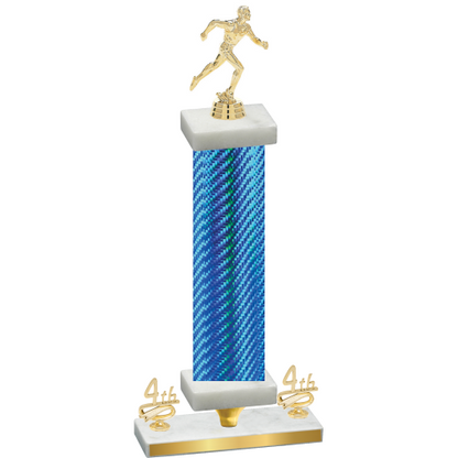 Premium Single Blue Carbon Fiber Fourth Place Running Trophy