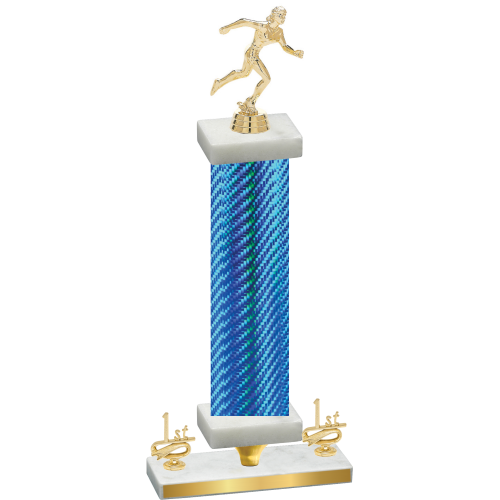 Premium Single Blue Carbon Fiber First Place Running Trophy