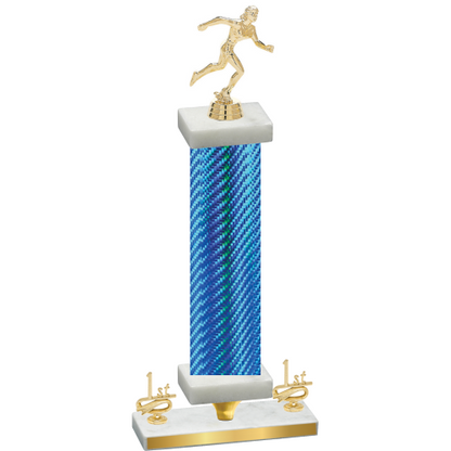 Premium Single Blue Carbon Fiber First Place Running Trophy