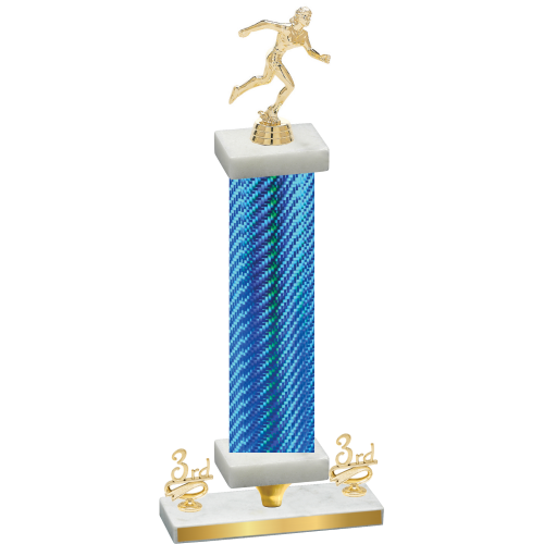 Premium Single Blue Carbon Fiber Third Place Running Trophy