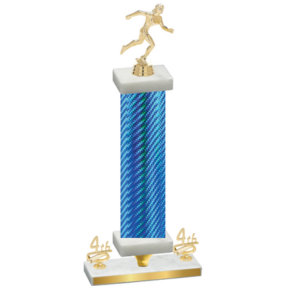 Premium Single Blue Carbon Fiber Fourth Place Running Trophy