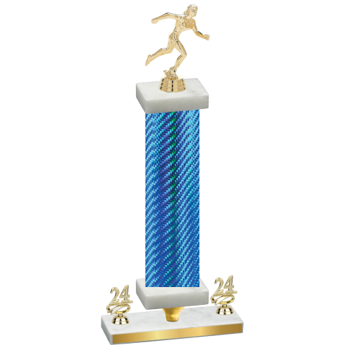 Premium Single Blue Carbon Fiber Year Running Trophy