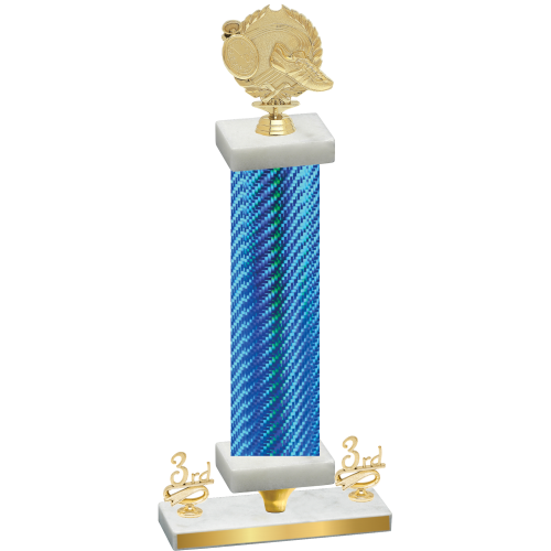 Premium Single Blue Carbon Fiber Third Place Running Trophy