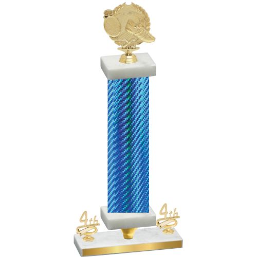 Premium Single Blue Carbon Fiber Fourth Place Running Trophy