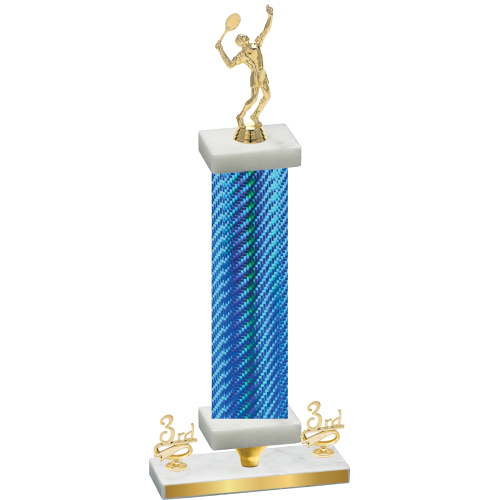 Premium Single Blue Carbon Fiber Third Place Tennis Trophy