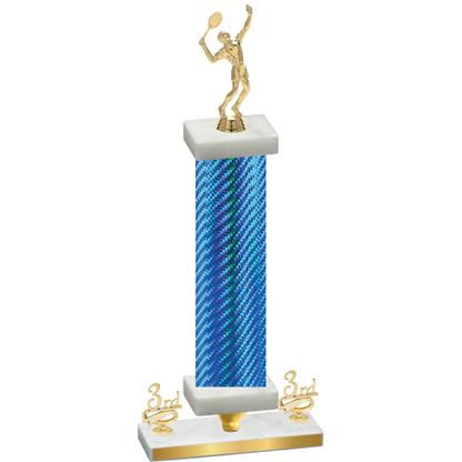 Premium Single Blue Carbon Fiber Third Place Tennis Trophy