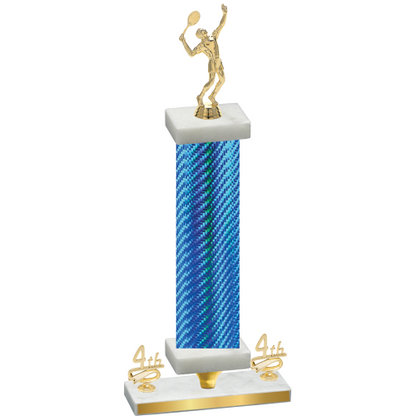 Premium Single Blue Carbon Fiber Fourth Place Tennis Trophy