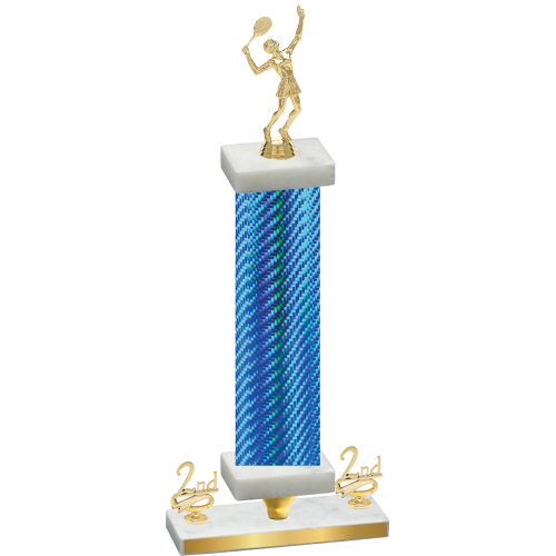 Premium Single Blue Carbon Fiber Second Place Tennis Trophy