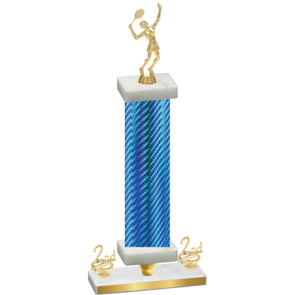 Premium Single Blue Carbon Fiber Second Place Tennis Trophy