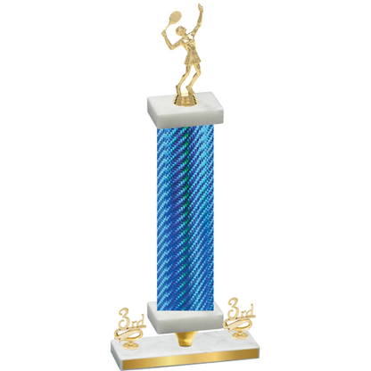 Premium Single Blue Carbon Fiber Third Place Tennis Trophy
