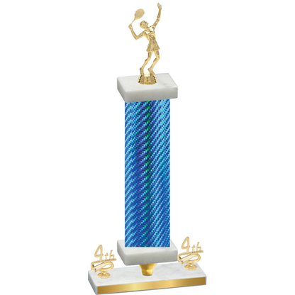 Premium Single Blue Carbon Fiber Fourth Place Tennis Trophy
