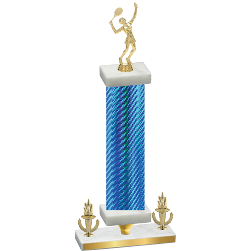 Premium Single Blue Carbon Fiber Victory Tennis Trophy