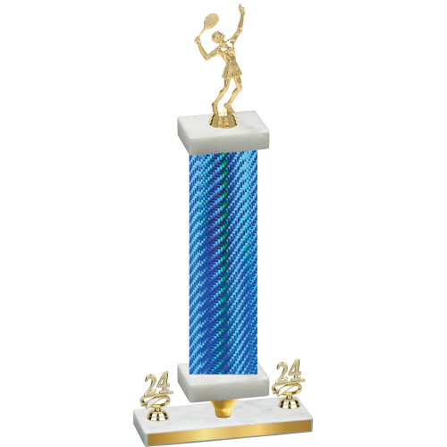 Premium Single Blue Carbon Fiber Year Tennis Trophy