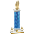 Premium Single Blue Carbon Fiber Victory Football Trophy