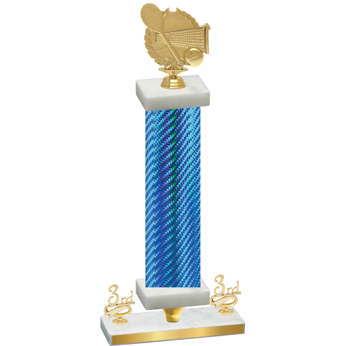Premium Single Blue Carbon Fiber Third Place Tennis Trophy