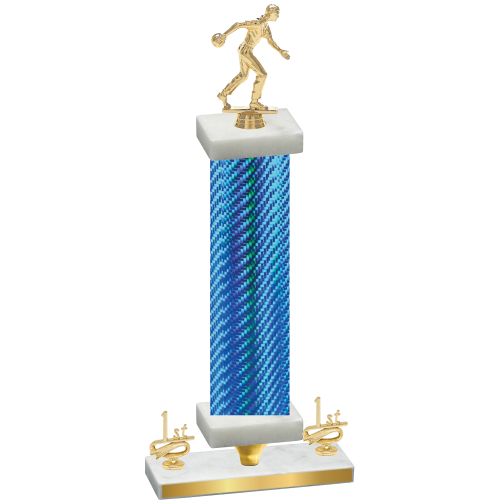 Premium Single Blue Carbon Fiber First Place Bowling Trophy