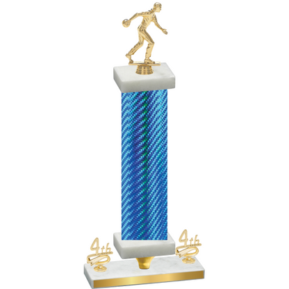 Premium Single Blue Carbon Fiber Fourth Place Bowling Trophy