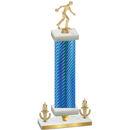 Premium Single Blue Carbon Fiber Victory Bowling Trophy